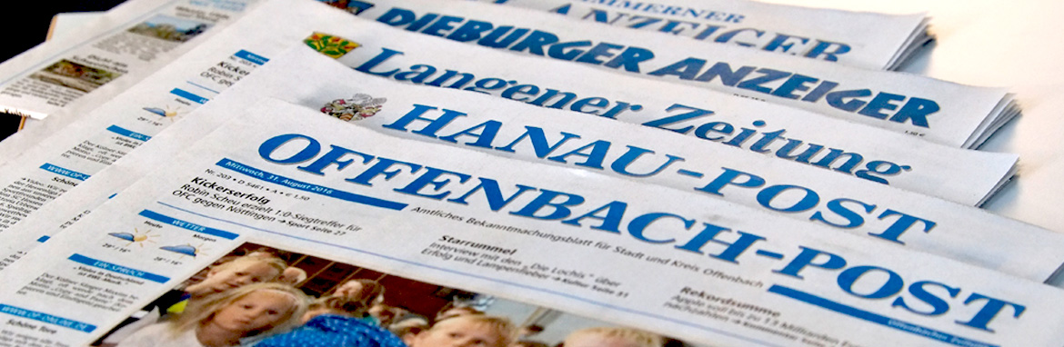 Offenbach-Post, Hanau-Post, Langener Zeitung, Dieburger Anzeiger aufgereiht